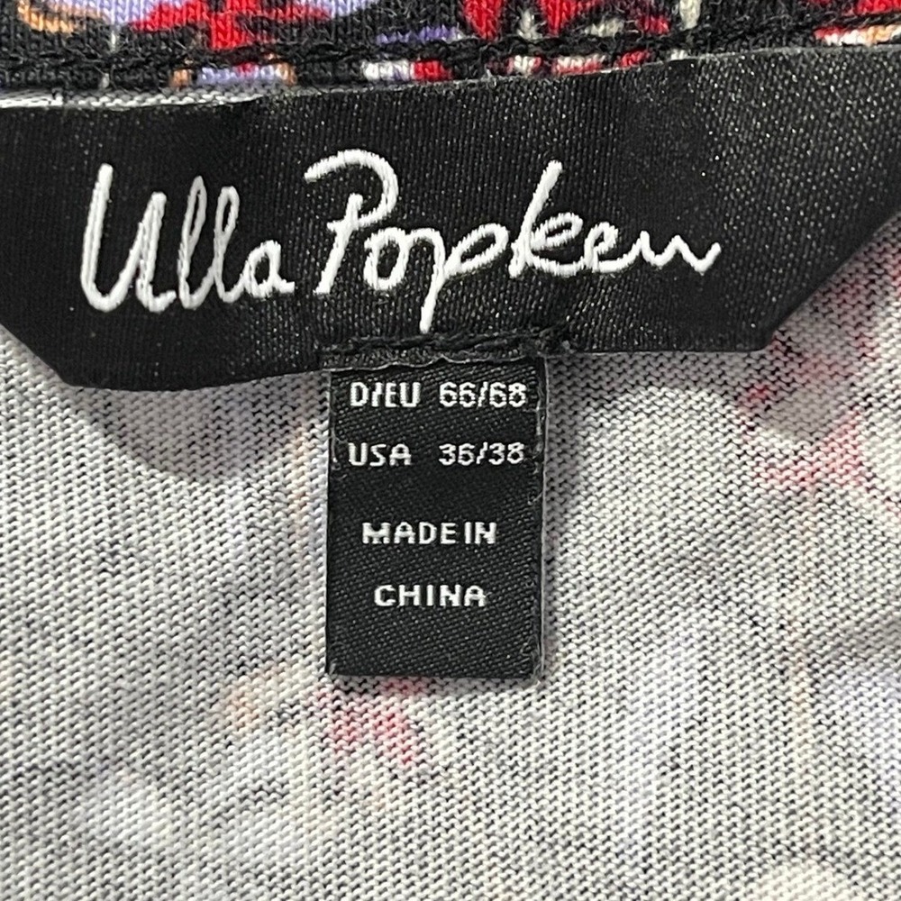 Ulla Popken Floral Midi Dress Women Black Red Blue Empire Waist Plus Sz 36/38 4X - Picture 5 of 8